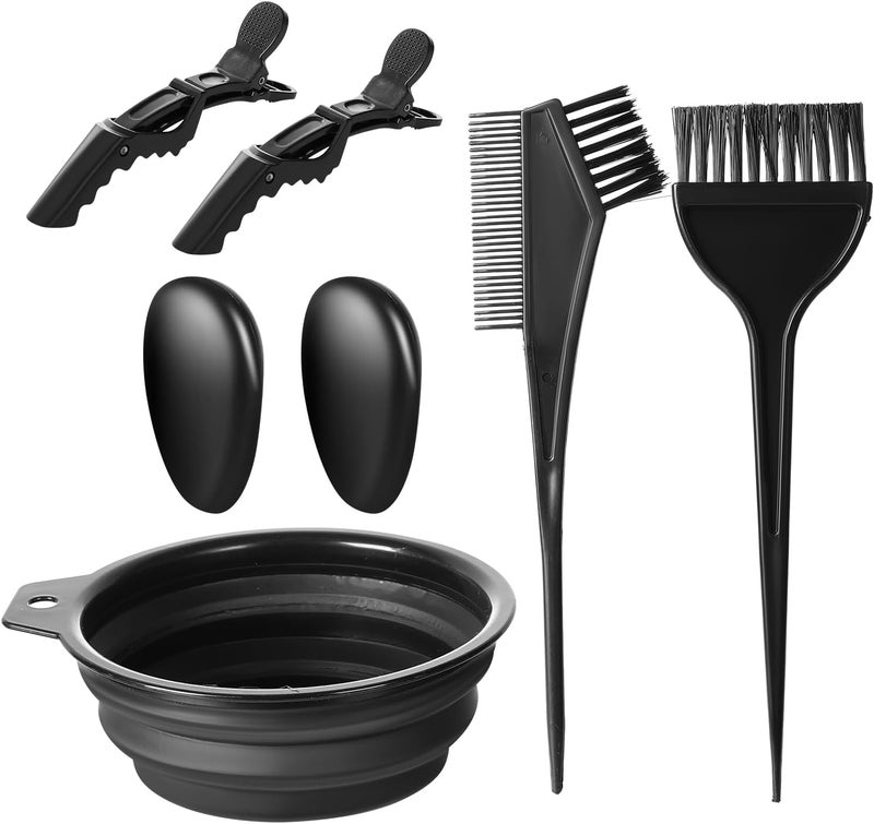 Arcjunys Hair Dye Kit Hair Dye Brush and Bowl Set Hair Coloring Kit Hair Dye Tools Hair Bleach Kit with Hair Dye Brush Hair Color Bowl Hairclips Ear Cover for Salon Bleaching and Highlighting 7 Pcs - Image 1